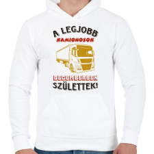 PRINTFASHION Kamionos szülinapja színes - Férfi kapucnis pulóver - Fehér férfi pulóver, kardigán