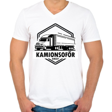 PRINTFASHION Kamionsofőr király - Férfi V-nyakú póló - Fehér