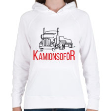 PRINTFASHION Kamionsofőr - Vonalas - Női kapucnis pulóver - Fehér női pulóver, kardigán