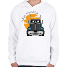 PRINTFASHION Kamionsofőrös minta - Gyerek kapucnis pulóver - Fehér gyerek pulóver, kardigán