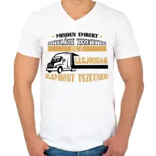 PRINTFASHION Kamiont vezetnek - Férfi V-nyakú póló - Fehér férfi póló
