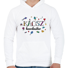 PRINTFASHION Káosz koordinátor - Férfi kapucnis pulóver - Fehér