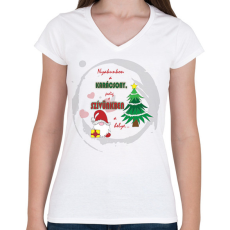 PRINTFASHION Karácsony3 - Női V-nyakú póló - Fehér