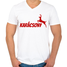 PRINTFASHION KARÁCSONY 2 - Férfi V-nyakú póló - Fehér