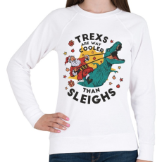 PRINTFASHION Karácsony - A T-rex vagányabb mint a szán - Női pulóver - Fehér