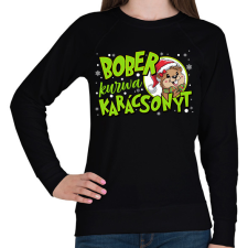 PRINTFASHION Karácsony Bober xmas - Női pulóver - Fekete női pulóver, kardigán