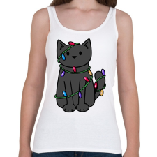 PRINTFASHION Karácsony cica - Női atléta - Fehér női trikó