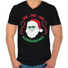 PRINTFASHION Karácsony - Ho Ho Ho - Férfi V-nyakú póló - Fekete férfi póló