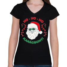 PRINTFASHION Karácsony - Ho Ho Ho - Női V-nyakú póló - Fekete női póló