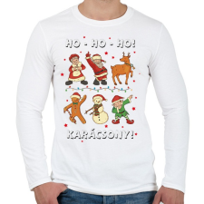 PRINTFASHION Karácsony - hohoho - télapó és barátai - Férfi hosszú ujjú póló - Fehér férfi póló