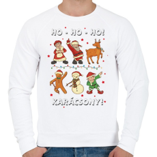 PRINTFASHION Karácsony - hohoho - télapó és barátai - Férfi pulóver - Fehér