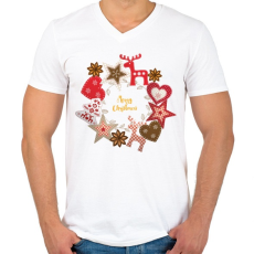 PRINTFASHION Karácsony - karácsonyi díszek - Férfi V-nyakú póló - Fehér