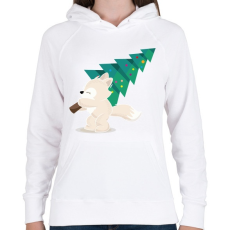 PRINTFASHION Karácsony - kis rókával - Női kapucnis pulóver - Fehér