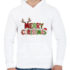 PRINTFASHION Karácsony Merry Christmas - Férfi kapucnis pulóver - Fehér férfi pulóver, kardigán