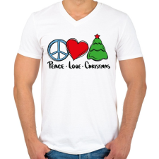 PRINTFASHION Karácsony - peace love christmas - Férfi V-nyakú póló - Fehér férfi póló