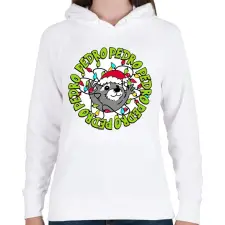 PRINTFASHION Karácsony Pedro xmas - Női kapucnis pulóver - Fehér női pulóver, kardigán