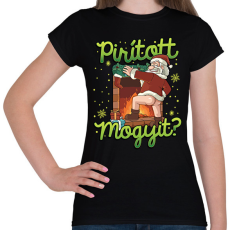 PRINTFASHION Karácsony Pirított mogyi Mikulás - Női póló - Fekete