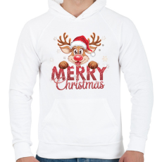 PRINTFASHION karácsony rénszarvas - Férfi kapucnis pulóver - Fehér