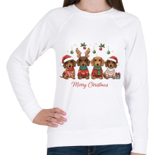 PRINTFASHION karácsony tacskós - Női pulóver - Fehér női pulóver, kardigán