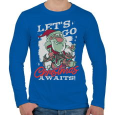 PRINTFASHION Karácsony - Télapó lovon - Férfi hosszú ujjú póló - Királykék