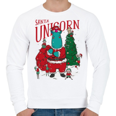 PRINTFASHION Karácsony - télapó unikornis - Férfi pulóver - Fehér