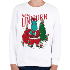 PRINTFASHION Karácsony - télapó unikornis - Gyerek pulóver - Fehér gyerek pulóver, kardigán