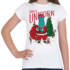 PRINTFASHION Karácsony - télapó unikornis - Női póló - Fehér