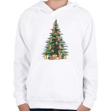 PRINTFASHION Karácsonyfa hotdoggal - Gyerek kapucnis pulóver - Fehér gyerek pulóver, kardigán