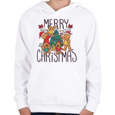 PRINTFASHION Karácsonyfa mézi és barátai - Gyerek kapucnis pulóver - Fehér