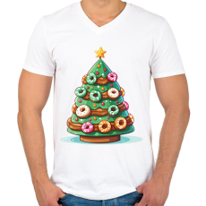 PRINTFASHION Karácsonyfánk - Férfi V-nyakú póló - Fehér