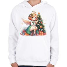 PRINTFASHION Karácsonyi angyal - Gyerek kapucnis pulóver - Fehér