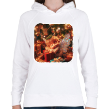 PRINTFASHION Karácsonyi angyal - Női kapucnis pulóver - Fehér női pulóver, kardigán