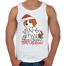 PRINTFASHION Karácsonyi beagle - Férfi atléta - Fehér