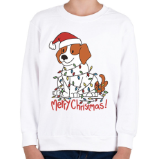 PRINTFASHION Karácsonyi beagle - Gyerek pulóver - Fehér