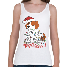 PRINTFASHION Karácsonyi beagle - Női atléta - Fehér női trikó