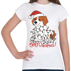 PRINTFASHION Karácsonyi beagle - Női póló - Fehér