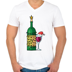 PRINTFASHION Karácsonyi bor - Férfi V-nyakú póló - Fehér