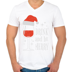 PRINTFASHION Karácsonyi borozás - Férfi V-nyakú póló - Fehér