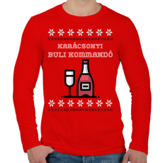 PRINTFASHION KARÁCSONYI BULI KOMMANDÓ - Férfi hosszú ujjú póló - Piros