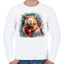 PRINTFASHION Karácsonyi capybara - Férfi pulóver - Fehér férfi pulóver, kardigán