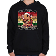 PRINTFASHION Karácsonyi Capybara  - Gyerek kapucnis pulóver - Fekete gyerek pulóver, kardigán