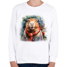 PRINTFASHION Karácsonyi capybara - Gyerek pulóver - Fehér