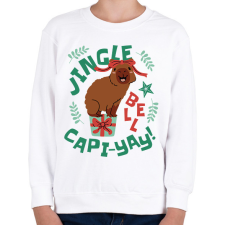 PRINTFASHION Karácsonyi capybara - Gyerek pulóver - Fehér gyerek pulóver, kardigán