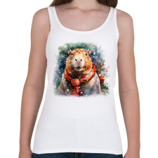 PRINTFASHION Karácsonyi capybara - Női atléta - Fehér női trikó