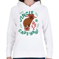 PRINTFASHION Karácsonyi capybara - Női kapucnis pulóver - Fehér