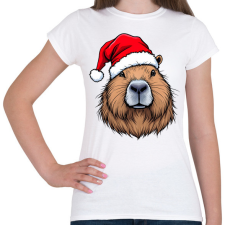 PRINTFASHION Karácsonyi capybara - Női póló - Fehér női póló