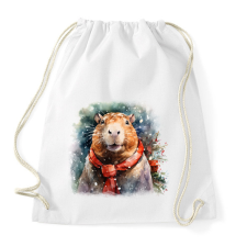 PRINTFASHION Karácsonyi capybara - Sportzsák, Tornazsák - Fehér tornazsák