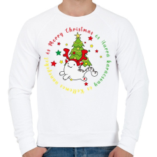 PRINTFASHION Karácsonyi - cica 1 - Férfi pulóver - Fehér férfi pulóver, kardigán