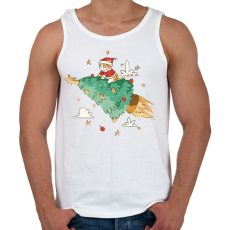 PRINTFASHION Karácsonyi cica - Férfi atléta - Fehér