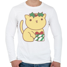 PRINTFASHION Karácsonyi cica - Férfi hosszú ujjú póló - Fehér